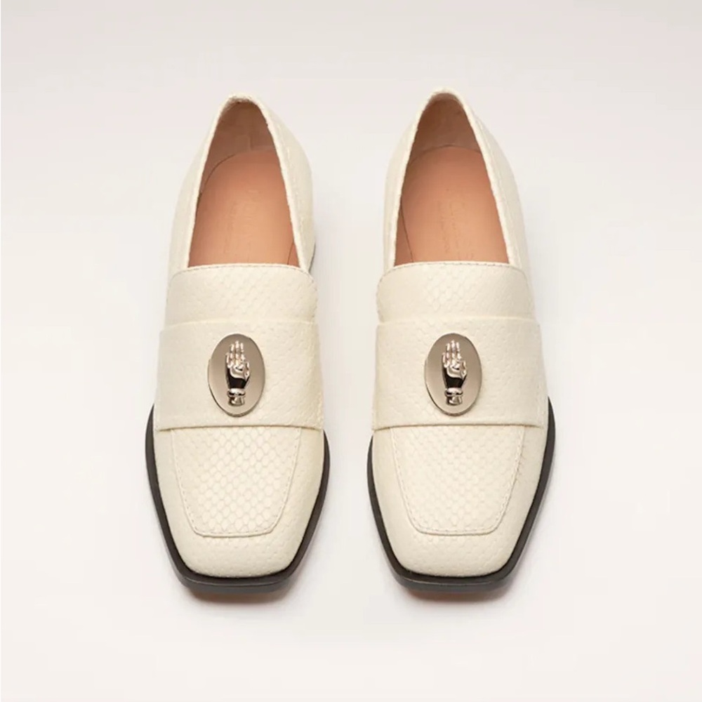 Nomasei Cream Croc Nono Loafers with Gold Accent